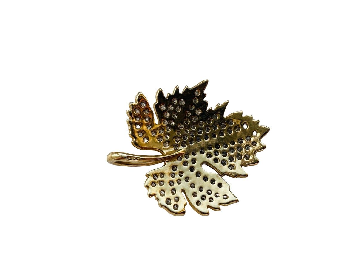 9ct Gold Diamond Leaf Pendant