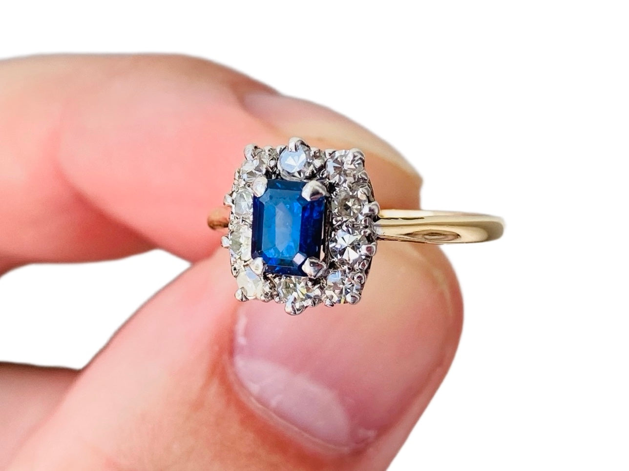 Antique 18ct Gold & Platinum Sapphire & Diamond Ring