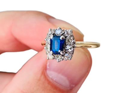 Antique 18ct Gold & Platinum Sapphire & Diamond Ring