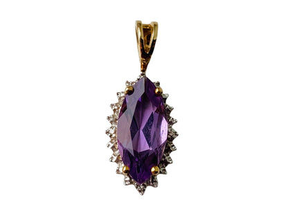 9ct Gold Amethyst & Diamond Pendant