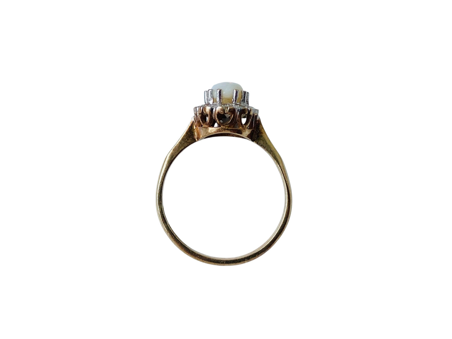 Vintage 9ct Gold Opal & Diamond Ring