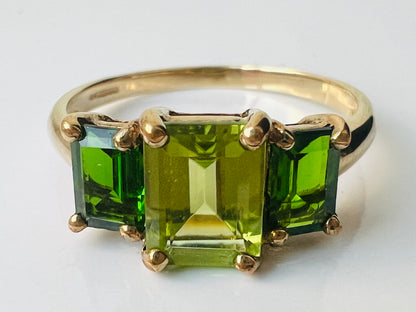 9ct Gold Peridot & Diopside Ring