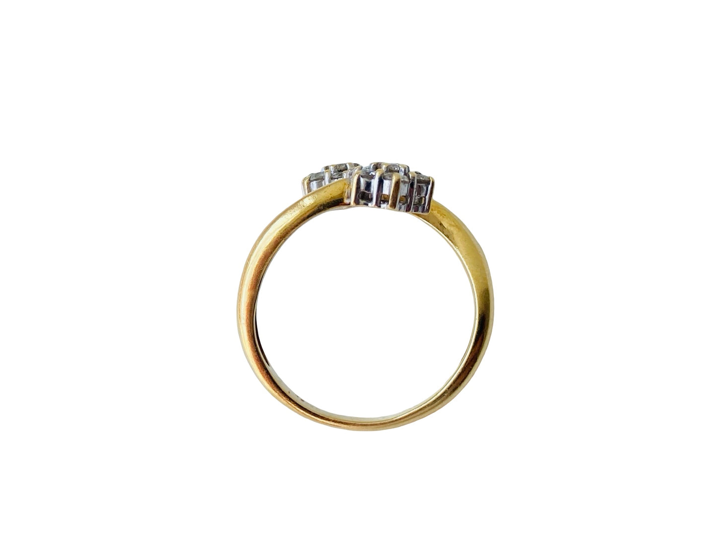 18ct Gold 0.65ct Diamond Double Daisy Bypass Ring