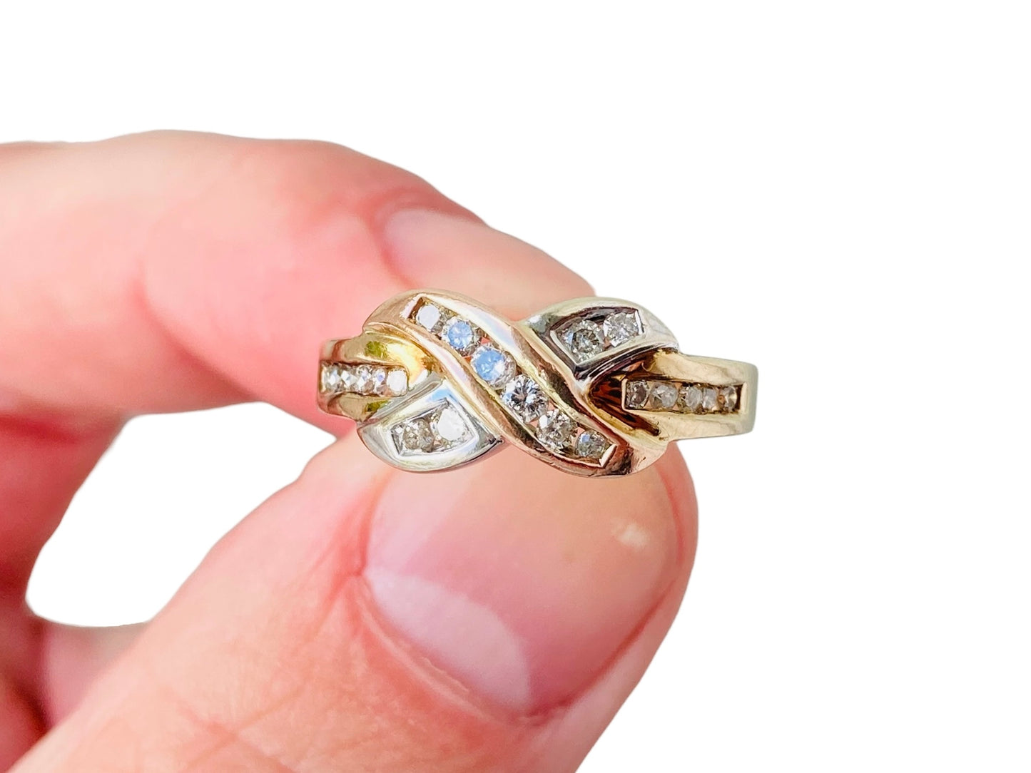 9ct Gold Diamond Cross-Over Ring