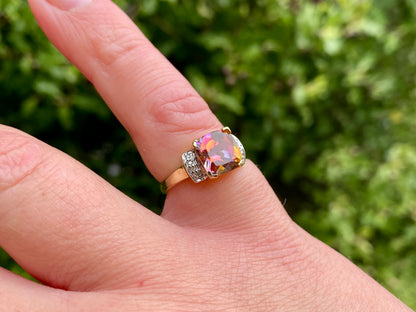 9ct Gold Mystic Topaz & Diamond Ring