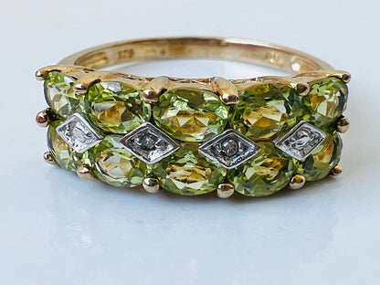 9ct Gold Peridot & Diamond Ring