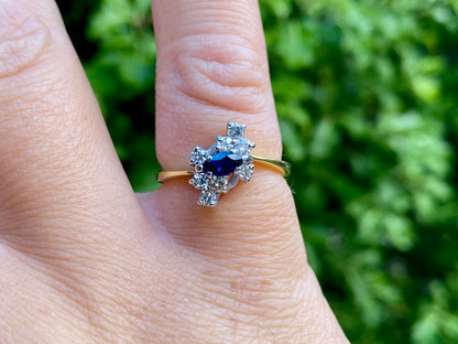 Vintage 18ct Gold Sapphire & Diamond Ring