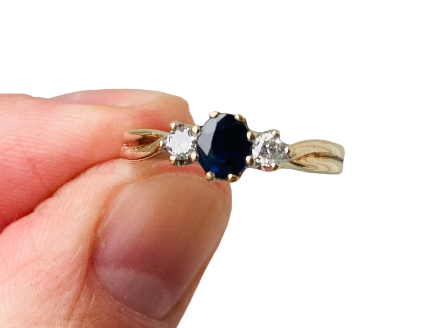 9ct Gold Sapphire & Diamond Trilogy Ring