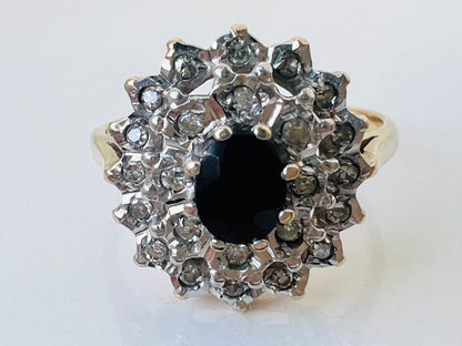 Vintage 9ct Gold Sapphire & Diamond Ring