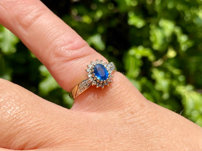 Vintage 9ct Gold Sapphire & Diamond Ring