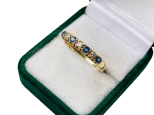 Vintage 9ct Gold Sapphire & Diamond Ring