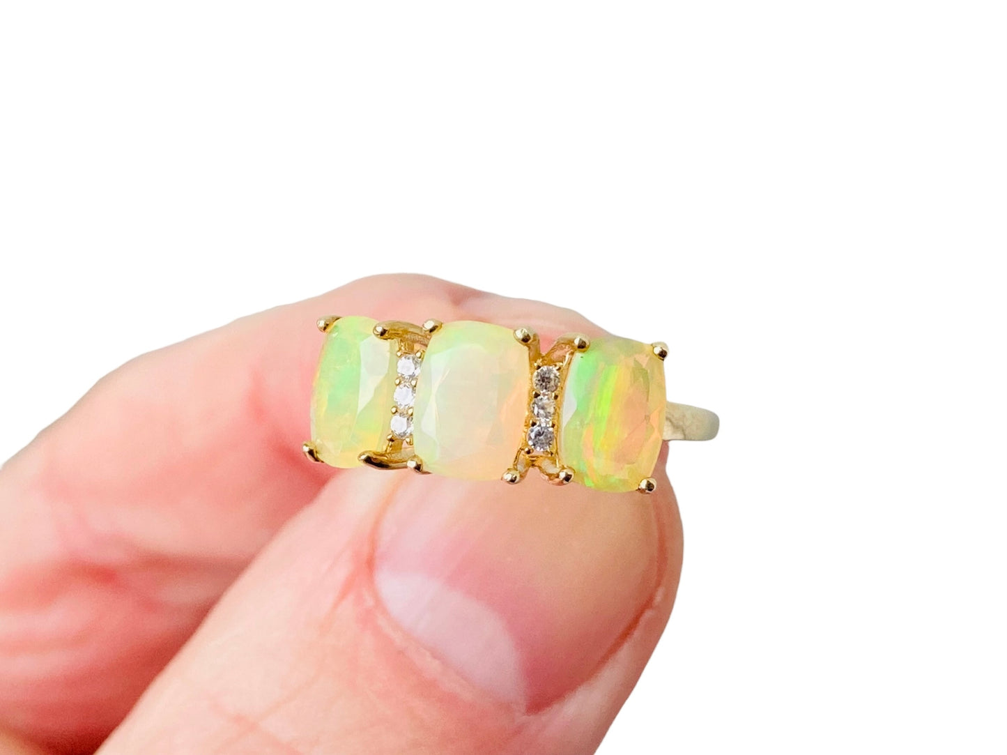9ct Gold Opal & Zircon Ring