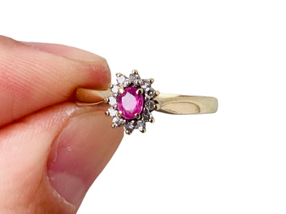 9ct Gold Pink Sapphire & Diamond Ring