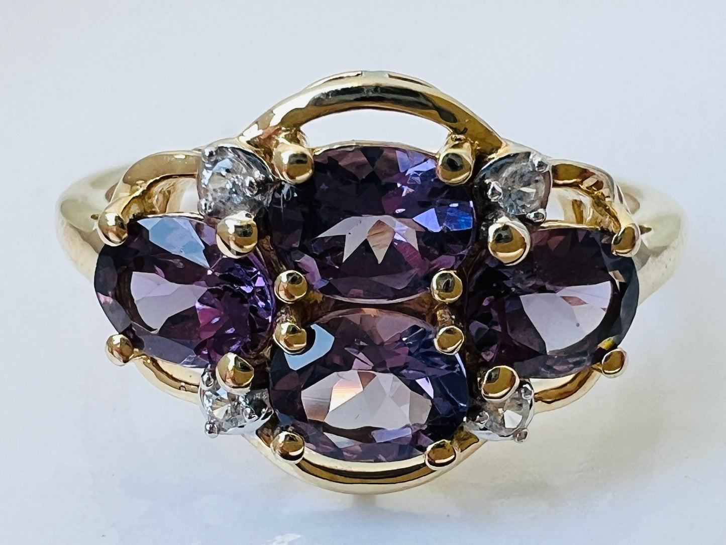 9ct Gold Purple Spinel & Zircon Ring