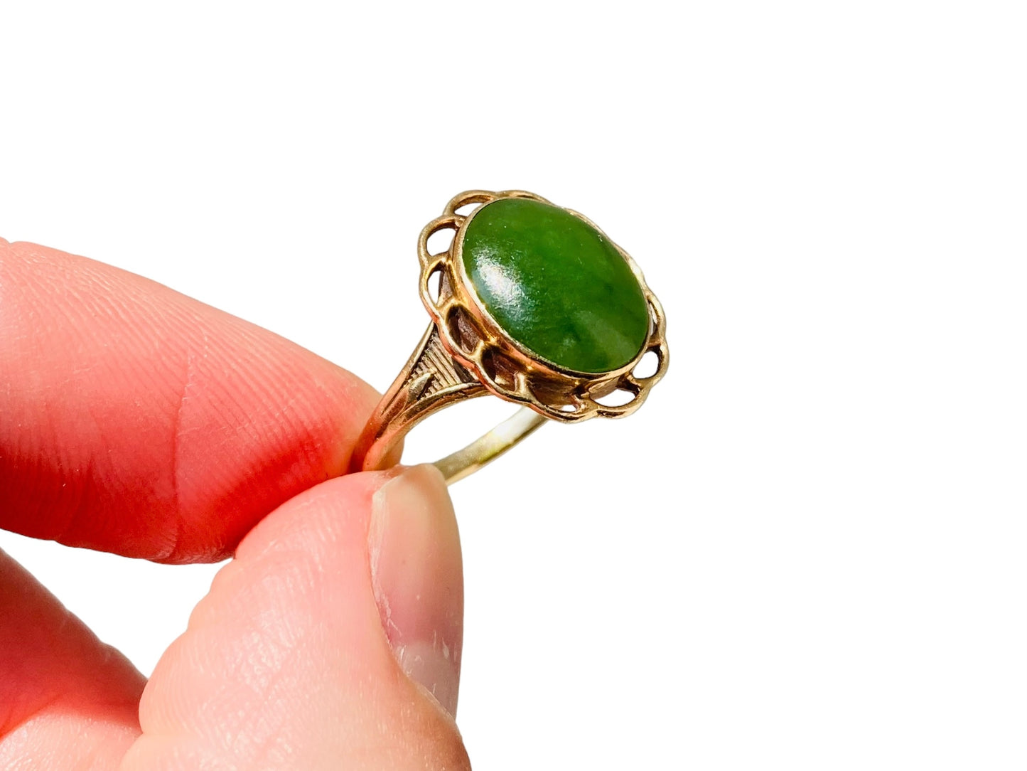 Vintage 9ct Gold Jade Ring