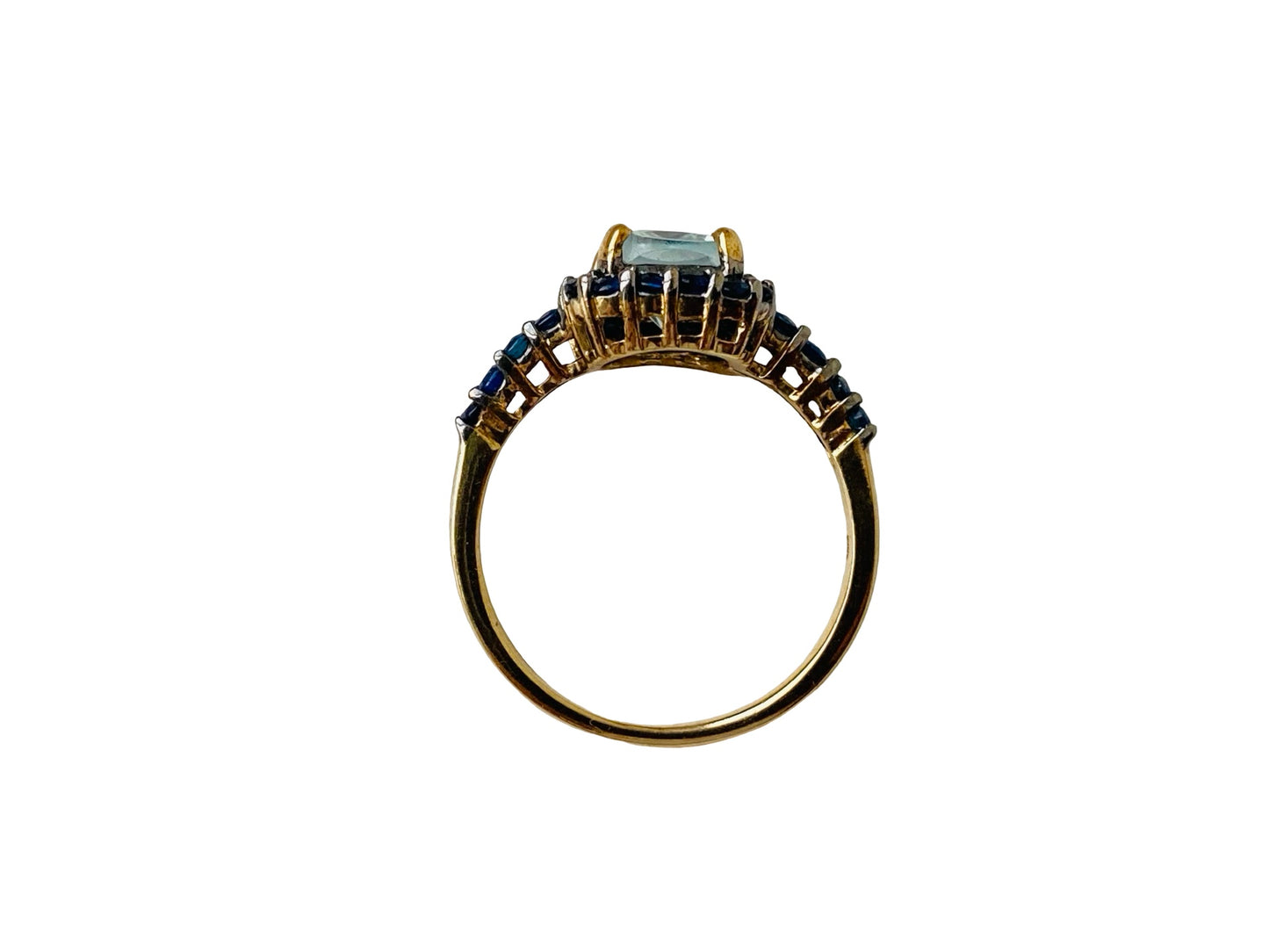 9ct Gold Aquamarine & Sapphire Ring