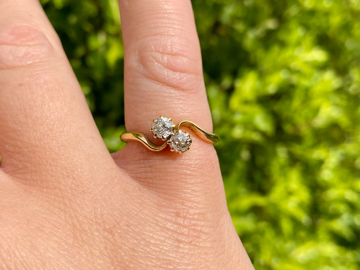 Antique 18ct Gold Two-Stone Diamond Toi Et Moi Ring