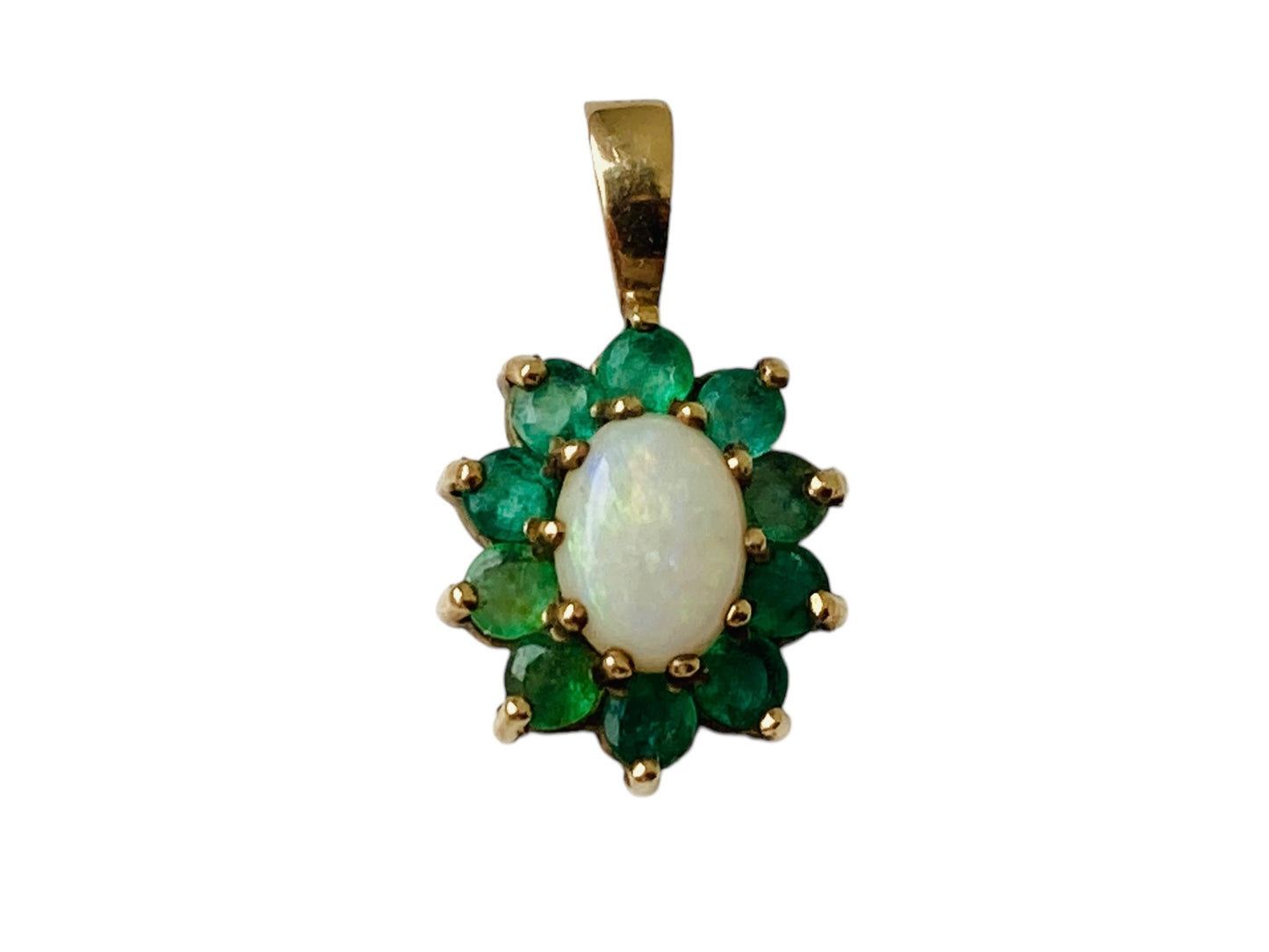 Vintage 9ct Gold Opal & Emerald Pendant