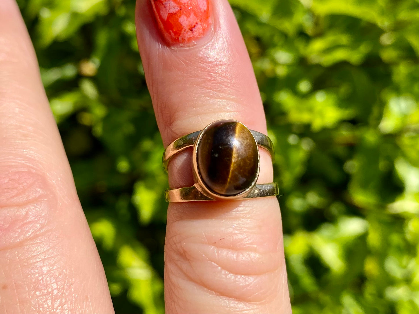 Vintage 9ct Gold Tigers Eye Ring