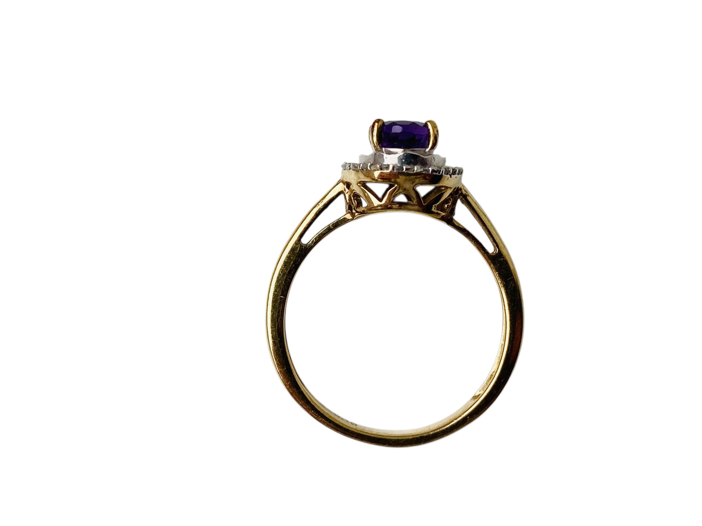 9ct Gold Amethyst & Diamond Ring