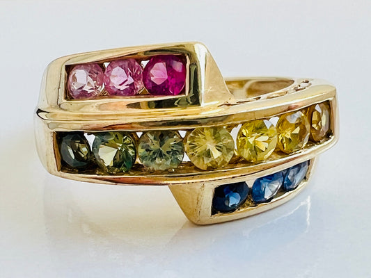 9ct Gold Multi-Coloured Sapphire Ring