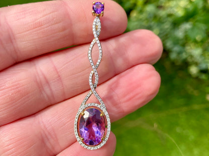 9ct Gold Amethyst & Diamond Pendant