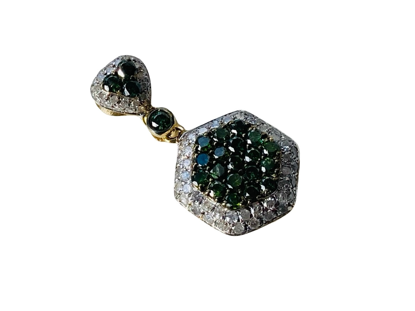 9ct Gold Green & White Diamond Pendant