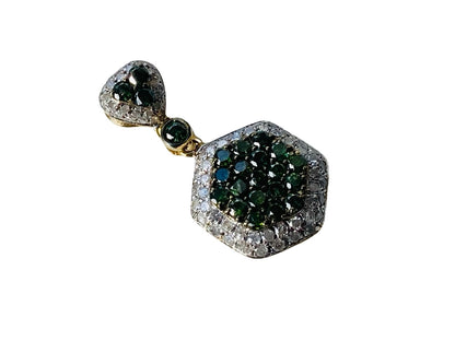 9ct Gold Green & White Diamond Pendant