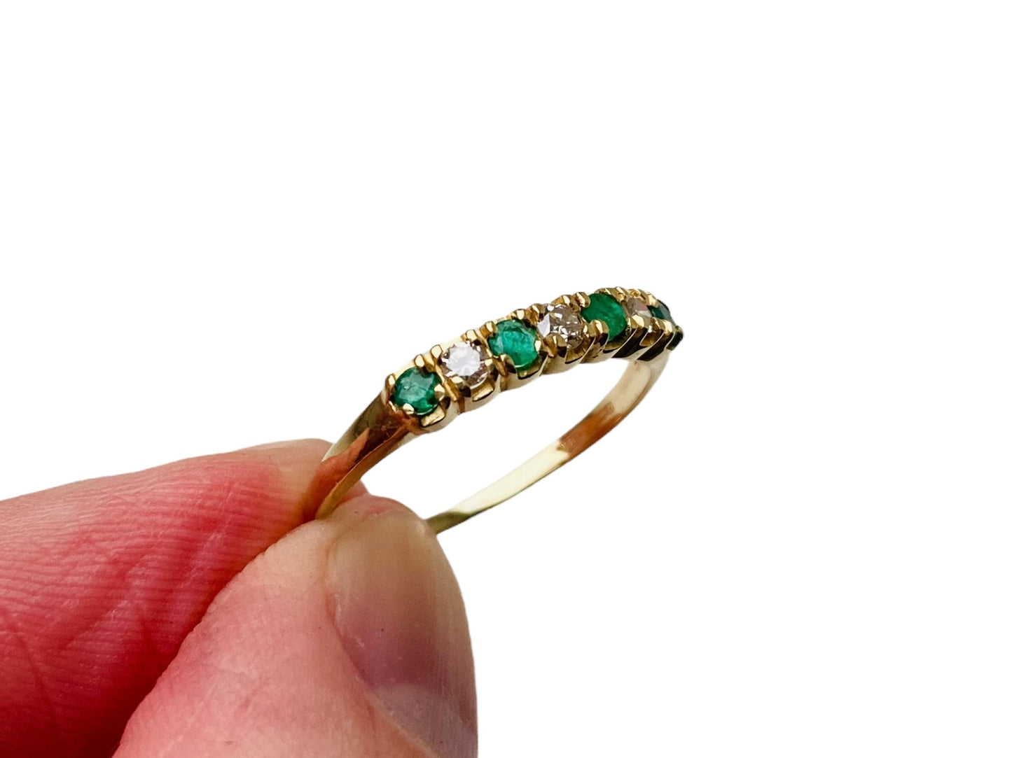 Vintage 9ct Gold Emerald & Diamond Ring