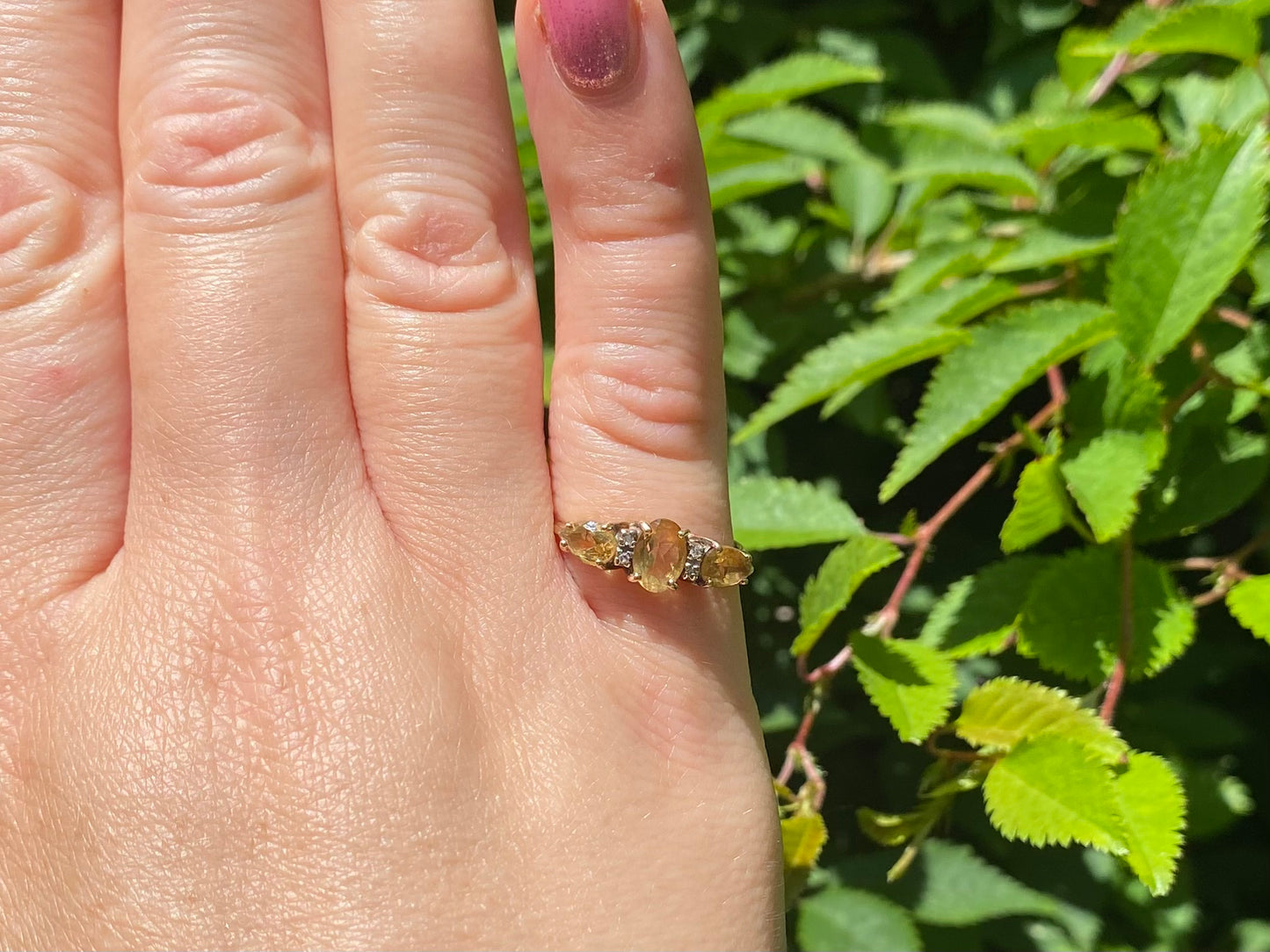 9ct Gold Citrine & Diamond Ring