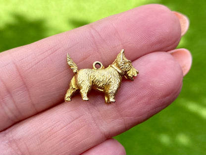Vintage 9ct Gold Scottie Dog Moving Tongue Pendant or Charm