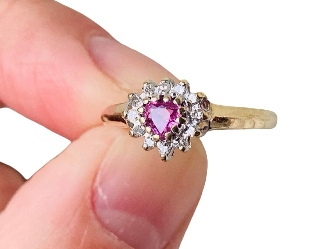 9ct Gold Pink Sapphire & Diamond Ring