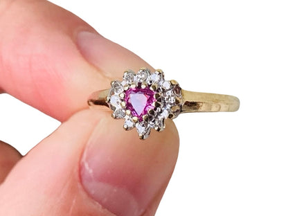 9ct Gold Pink Sapphire & Diamond Ring