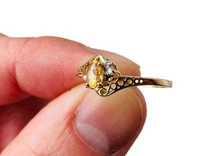 9ct Gold Citrine & Diamond Ring