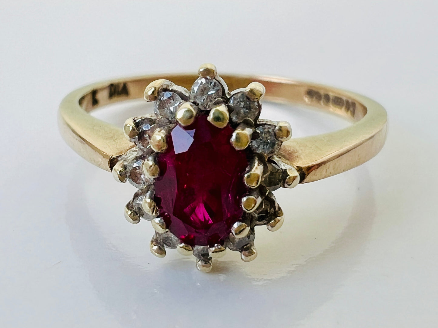 Vintage 9ct Gold Ruby & Diamond Ring
