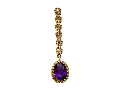 9ct Gold Amethyst & Diamond Pendant
