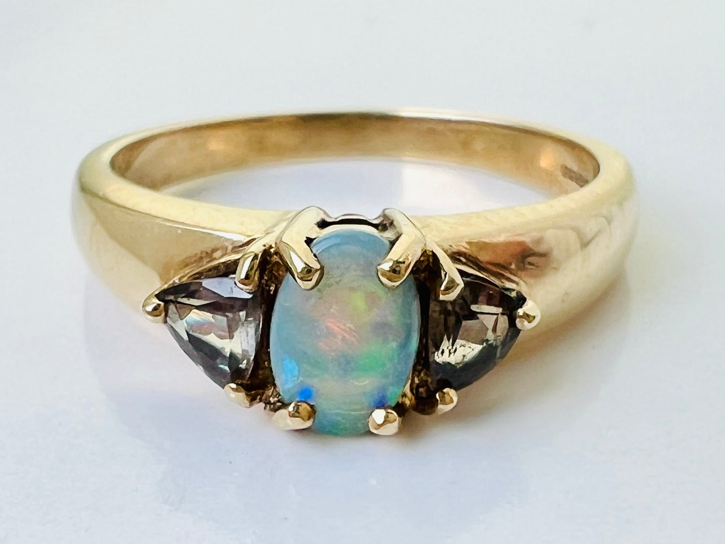 9ct Gold Opal & Tourmaline Ring