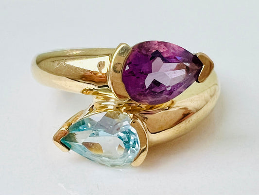 9ct Gold Topaz & Amethyst Ring