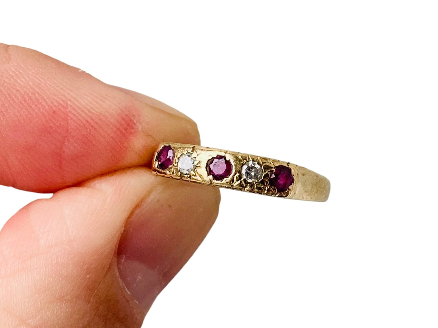 Vintage 9ct Gold Ruby & Diamond Ring