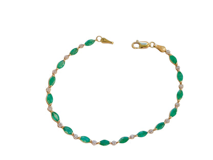 9ct Gold Emerald & Diamond Bracelet