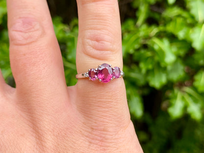 9ct Gold Rhodolite Garnet & Diamond Ring