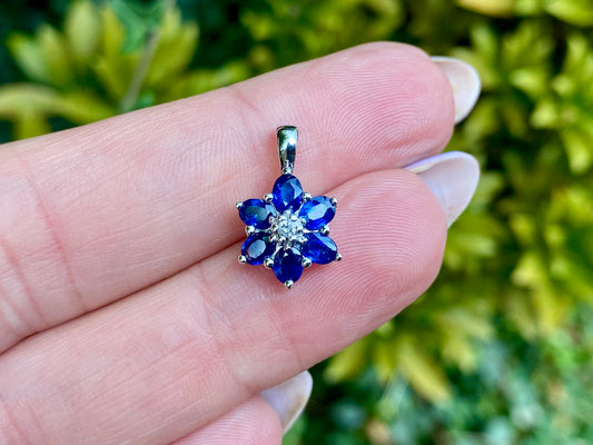 14ct Gold Sapphire & Diamond Pendant