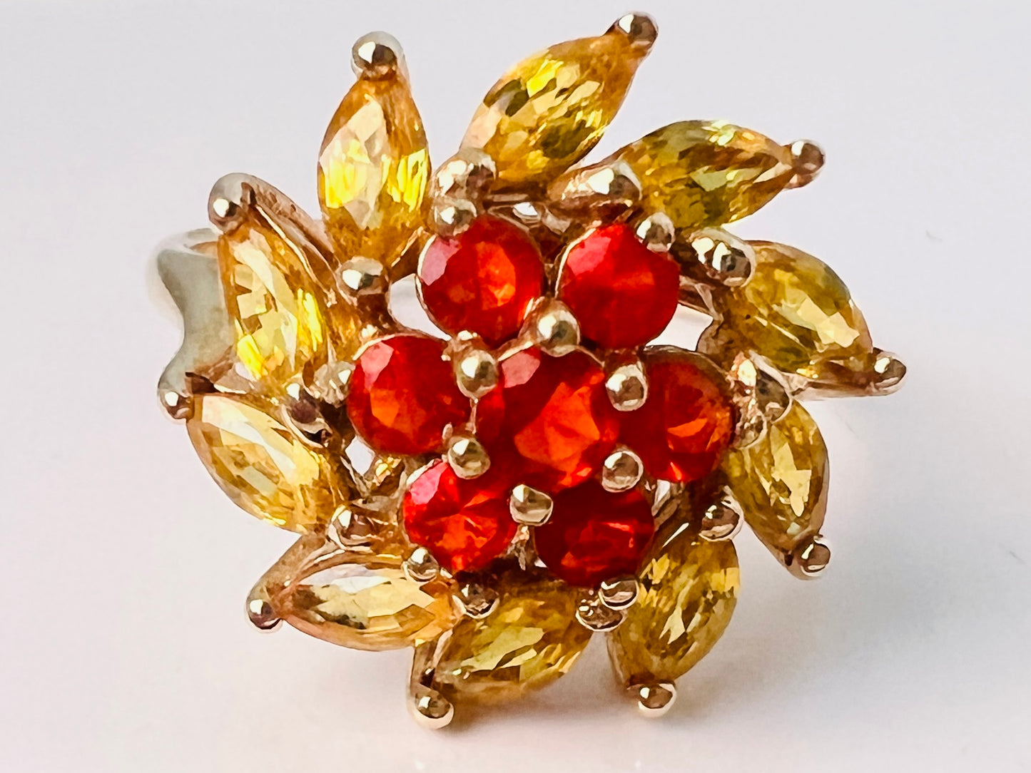 9ct Gold Yellow Sapphire & Fire Opal Ring