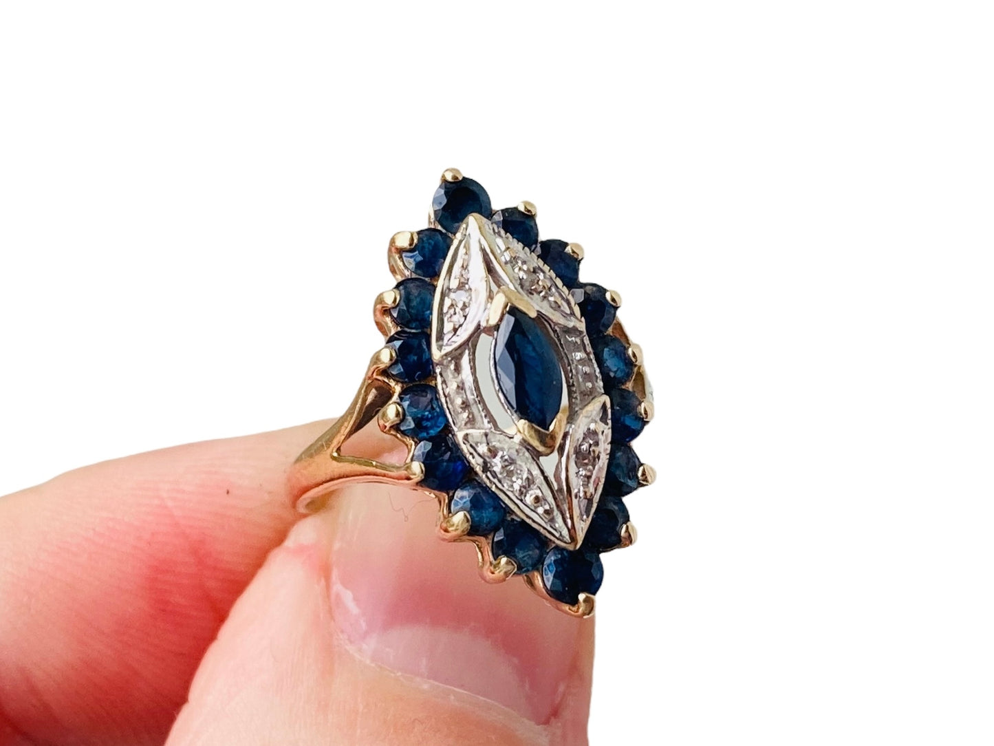 Vintage 9ct Gold Sapphire & Diamond Ring