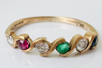 Vintage 9ct Gold Multi-Gemstone Ring