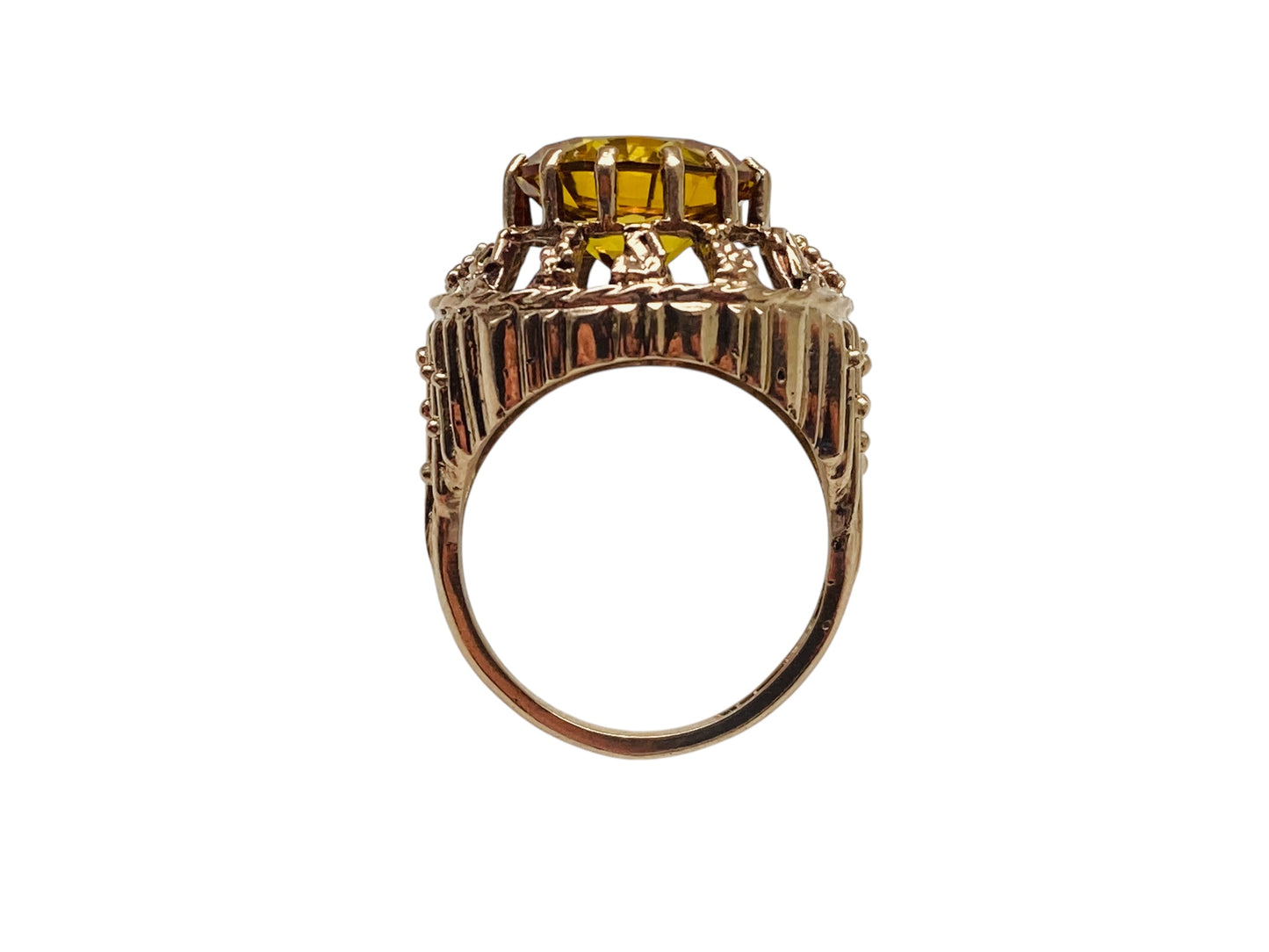 Vintage 9ct Gold Synthetic Yellow Sapphire Ring