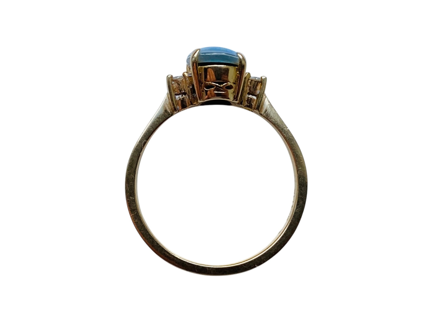 14ct Gold Blue Opal & Diamond Ring