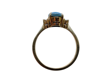 14ct Gold Blue Opal & Diamond Ring