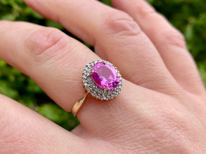 9ct Gold Pink Sapphire & Diamond Ring