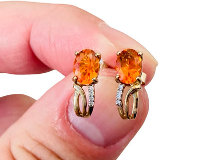 9ct Gold Citrine & Diamond Earrings